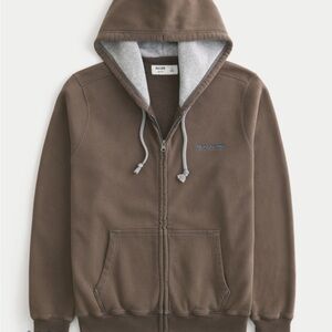 Hollister Brown Zip-Up Hoodie
